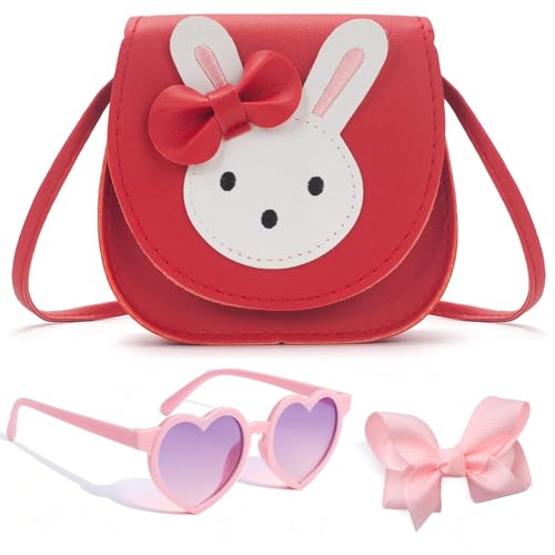 LQTSLFM Sac à Main Lapin, Sac a Main Fille, Mini Sac Messager Lapin, Sacs a Mains Enfant, Sacs à Bandoulière Mignon avec Nœud et Lapin, Cadeaux de Pâques, Cadeaux...