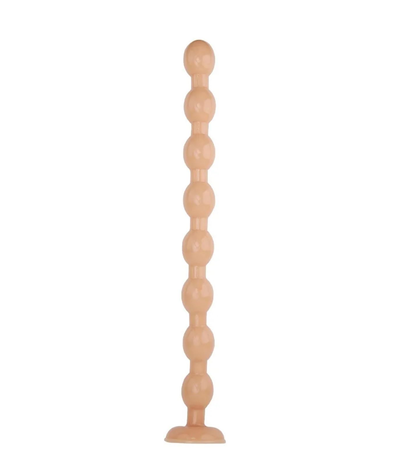 Consolador anal de silicona con 3 tamaños de cuentas extra largas y potente ventosa, juguete sexual para adultos, masturbación femenina, para hombres y mujeres, color beige.