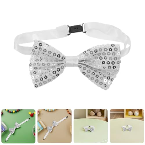 LUOZZY 10pcs Silver Sequin Bow Ties Pre-tied Adjustable Strap for Kids Toddler Boys Wedding Graduation Party Formal Events4