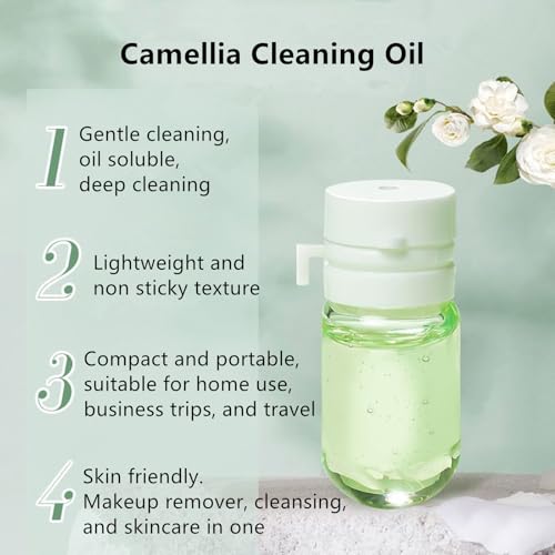 Óleo de limpeza para rosto, 30 peças de mini óleo de limpeza de flor de camélia para controle de por