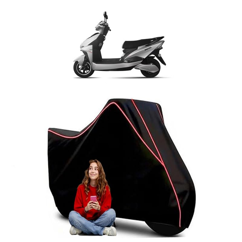 Image of Fujiyama Spectra Pro Scooty Bike Cover Water Resistant Outdoor Use Universal Fit Scooters Motorcycles Heavy Duty UV Protection Dust Rain Scratch Resistant Elastic Bottom Black Blue Piping