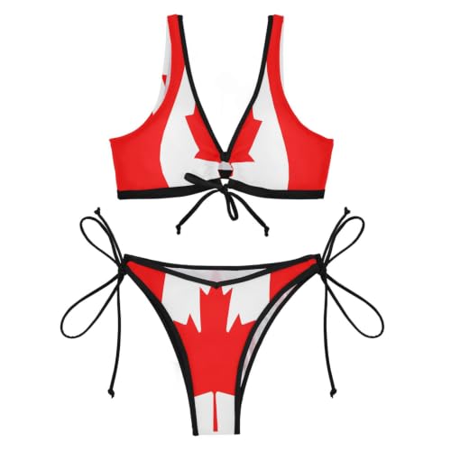 Bikini de cuerda para mujer ajustable con estampado resistente de Canadá 4