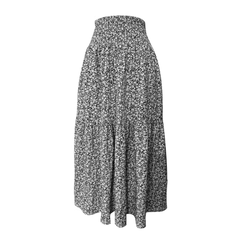 Jupe longue femme résolvant le manque de poches coupe trapèze bleue