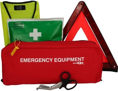 EVAQ8 Essential Car Safety Kit with British Standard First Aid Kit