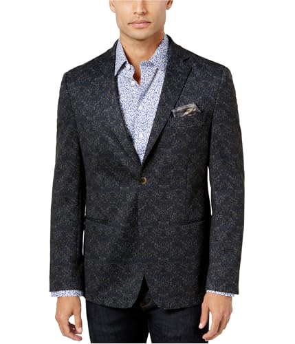 Tallia Mens Slim-Fit Pattern Two Button Blazer Jacket, Grey, 42 Regular