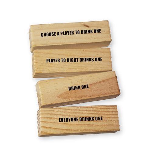ICUP iPartyHard - Drunken Tower: The Grab A Piece Adult Drinking Game includes 60 wooden blocks^ 4 glass shot glasses
