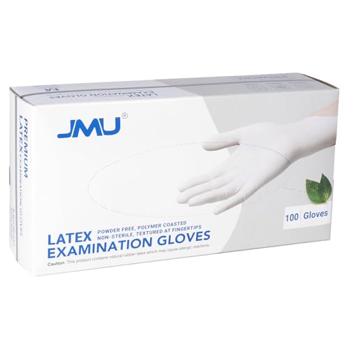Image of JMU Latex Gloves, Extra Thick 5 Mil Medical Exam Gloves, Powder Free, XS /S /M /L /XL, 100 Count /1000 Count