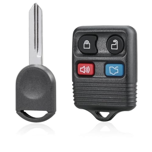 4 Button Remote Keyless Entry + Transponder Key H92/H84 PT SA Chip 4D63 40 Bit Replacement for Ford, Crown Victoria, E-Series, Edge, Escape, Expedition, Explorer, Five Hundred, Flex, Focus 2001 - 2010