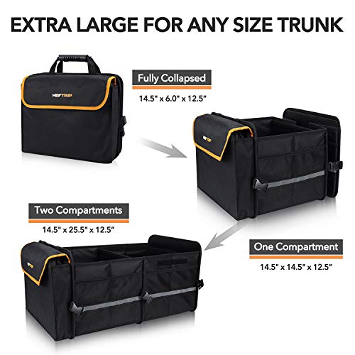 Heytrip Sturdy Trunk Organizer With Leakproof Cooler Bag, 2 Adjustable Tie-Down Straps, 4 Removable Dividers, Foldable Cover, Built With 2Mm Pe Board #TOP4