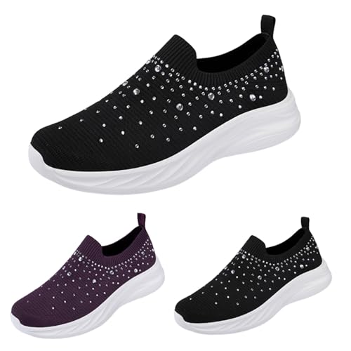 Chaussures de marche légères et respirantes avec strass pour soulager les pieds - 4