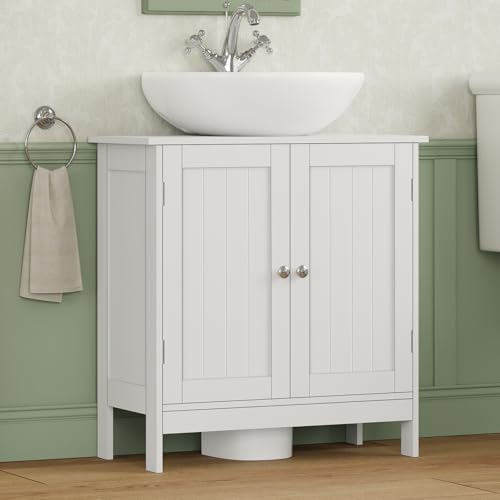 Iwell Pedestal Sink Storage Cabinet with 2 Doors and Shelf,