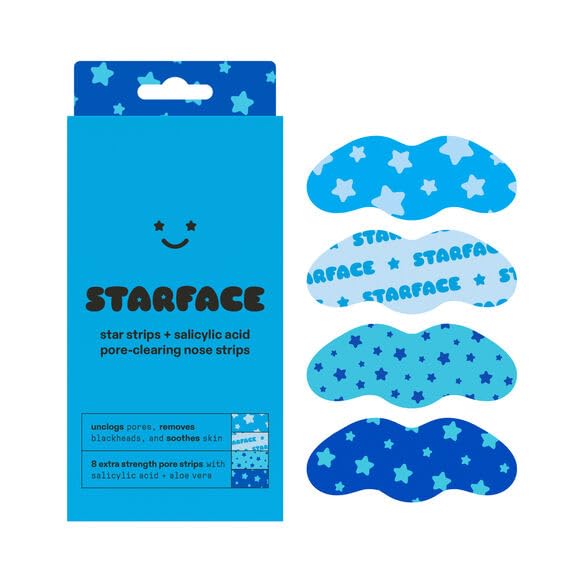 Starface Star Strips + Salicylic Acid Pore-Clearing Nose Strips Blackhead Remover Targeted Ingredients Extra Strength Nose Strip (8 Count)