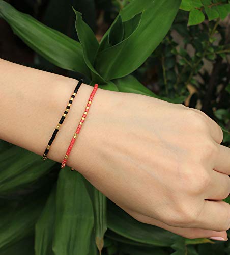 Image of C.QUAN CHI Handmade Friendship Beaded Bracelet Adjustable Colorful Miyuki Beads Bracelet