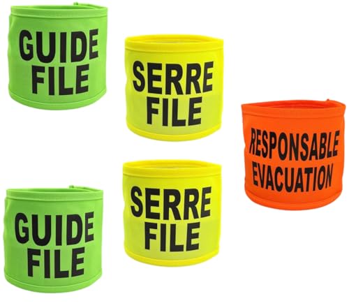 PATOUTATIS - Lot 5 Brassards textile léger - RESPONSABLE EVACUATION - GUIDE-FILE - SERRE FILE - taille unique