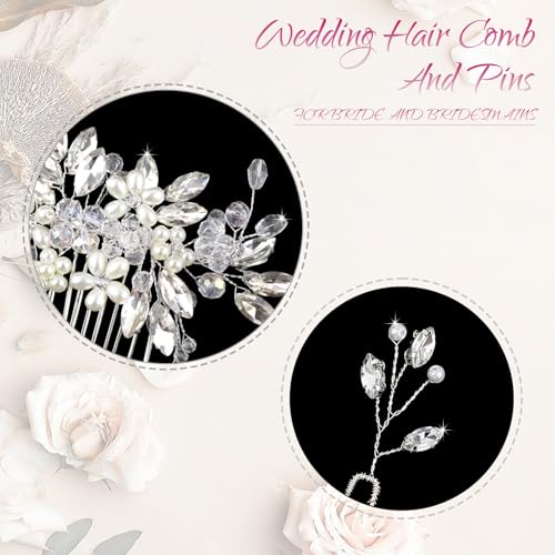 Accesorios de cabello para bodas con peine y alfileras miniatura 5