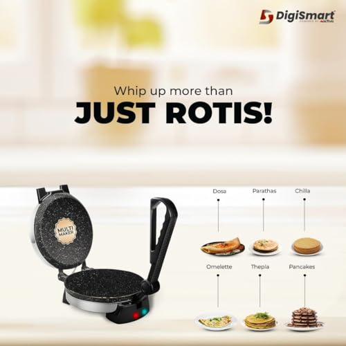 Image of DIGISMART 1000W Electric Roti Maker for Roti /Chapati /Khakra /Paratha /Thepla, Super Smooth Non-Stick Coating, Cool Touch Handle,Fast Heating to ready Quick Meal, Shock Proof Body,1 Year Warranty(Black)