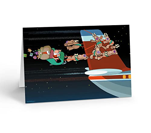 Carte de Noël avion pour éviter les vœux banals : lot de 18 enveloppes