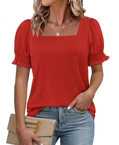ATHMILE Puffy Sleeves Tops for Women 2026 Summer...