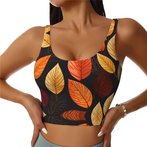 Chaleco de yoga para mujer HYTTER negro talla L con estampado de hojas