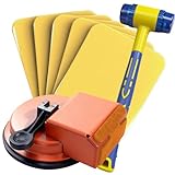 Magicbox Floor Gap Fixer Tool with 5PCS Sticky Pads and Rubber Mallet for Flooring Gap Repair, Compatable with Laminate Flooring, Solid Wood Flooring etc Orange, 180LBS Suction