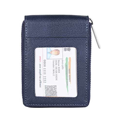 Image of WildHorn RFID Protected Leather Wallet for Men,Navy Blue