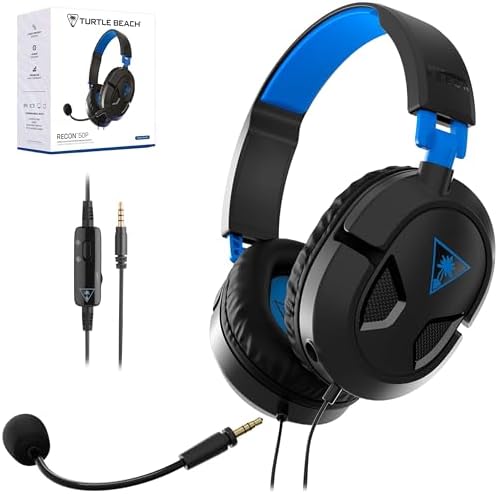 （18:30時点） TURTLE BEACH ゲーミングヘッドセット Recon 50 ブラックブルー 超軽量 210g マルチプラットフォーム マイク付き ヘッドホン 有線 3.5mm付 ゲームパッド向け PS5 PS4 携帯型ゲーム機 Xbox スマホ 有線 3.5mm 着脱式マイク 【メーカー保証2年】
