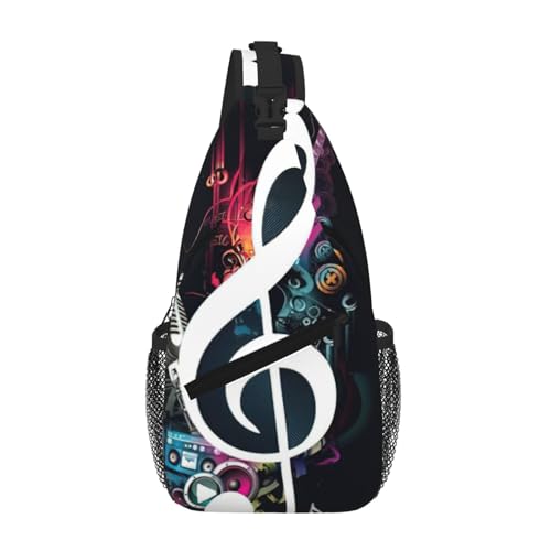 Sac à dos poitrine imprimé notes de musique léger et décontracté