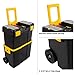 Portable Tool Box with Wheels - Stackable 2-in-1 Tool Chest with Fold-Down Comfort Handles, Tough Latches, and Removable Storage Trays by Stalwart