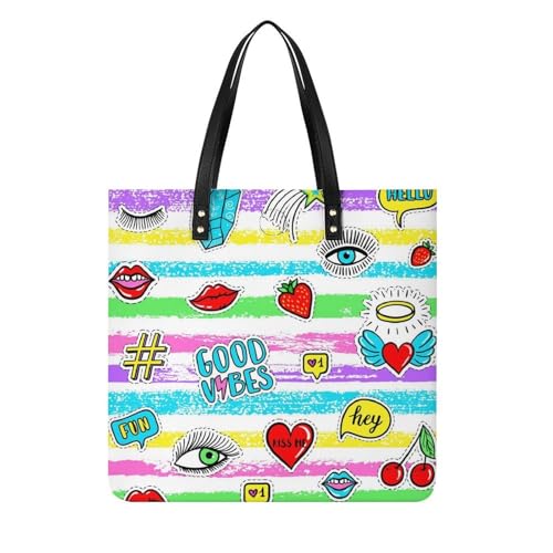 Tote bag œil fraise lèvre femmes : le grand sac à bandoulière idéal en voyage