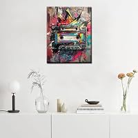 Graffiti-Kassettenband Malen nach Zahlen für Erwachsene, einfaches DIY Banksy Street Art Ölgemälde-Set auf Leinwand mit Pinseln und Acrylpigment, Retro-Stil Bild für Heimdekoration, 40,6 x 50,8 cm – Ansicht 2