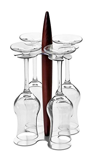 Legnoart Grappa Aluminio y Cristal diseño de Thermo Ashwood Soporte con 4 Vasos de Licor, marrón, 120 x 120 x 260 mm