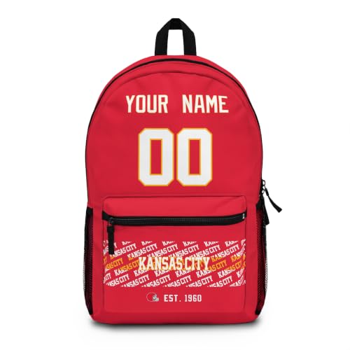 Image of Kansas School Backpack Custom Gifts for Boys Girls Teens | Custom Name and Number Personalized Bookbag