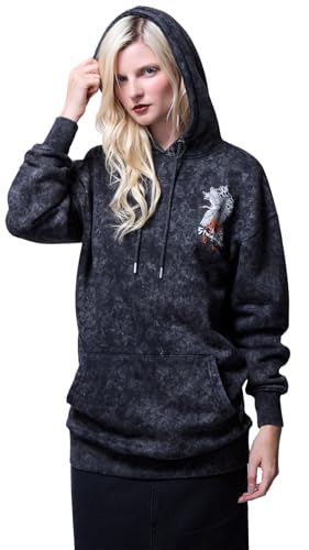 Sweat à capuche grue à paillettes noir pour femme confort casual