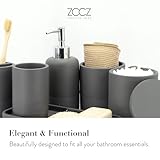 ZCCZ Grey 6-Piece Bathroom Accessory Set - Organizer With Toothbrush Holder, Soap Dispenser, Vanity Tray, 2 Q-tip Holders - Modern Decor - Image 2