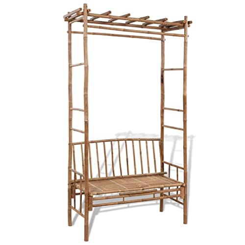 Vidaxl Patio Bench W/Pergola Bamboo Outdoor Lounge Chair Arbor Seat #TOP20