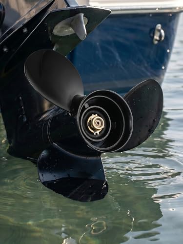 Image of OULEME 48-19640A40 Aluminum Boat Propeller, 10 3 /8 x 13, for Mercury Outboard 9.9 /15 /18 /20 /25 HP Motors, 10 Tooth Spline, 3-Blade, RH