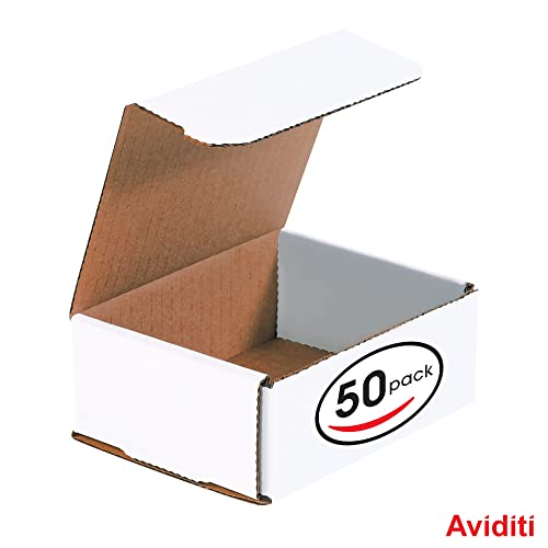 image for Aviditi White Corrugated Cardboard Mailing Boxes, 5 x 4 x 2 Inches, Pa