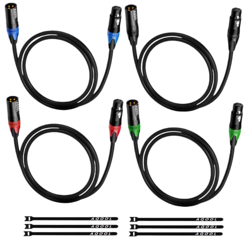 AQOOL 3ft XLR Cable 4 Pack
