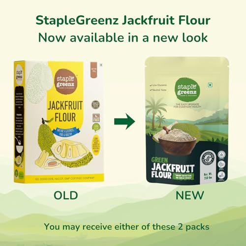 StapleGreenz Green Jack fruit Flour - 250g | Helps in Blood Sugar Control & Ideal for daily Cooking | 100% Natural and Vegan | Gluten-Free, No Preservatives | Low Glycemic Index | High in Fiber & Antioxidants
