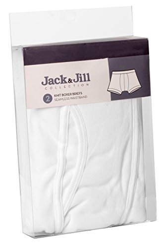 Men's Boxer Briefs White 2-Pack 100% Cotton by Jack & Jill2