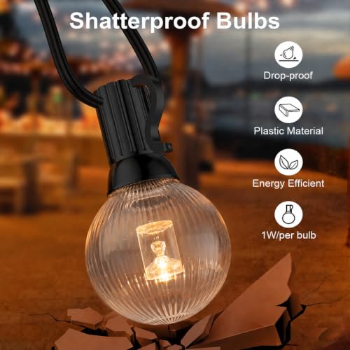 Image of One94Store Ribbed Globe Warm White LED String Lights 5M | 12 Waterproof Decorative Hanging Bulbs | Outdoor & Indoor String Lights for Balcony, Garden, Patio, Backyard, Wedding & Home Decor