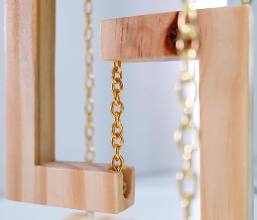Image of Diwali Gift Tensegrity New Year Gift for Home and Office Decor, Made with Solid Wood, Anti-Gravity, Light Weight, Table Top, Vintage Brown Surface Gold Finish Chain