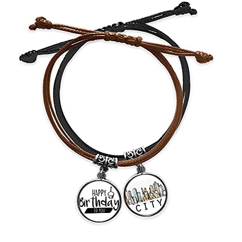 Bracelet en cuir Joyeux Anniversaire style Sidi, une chaîne de main tressée