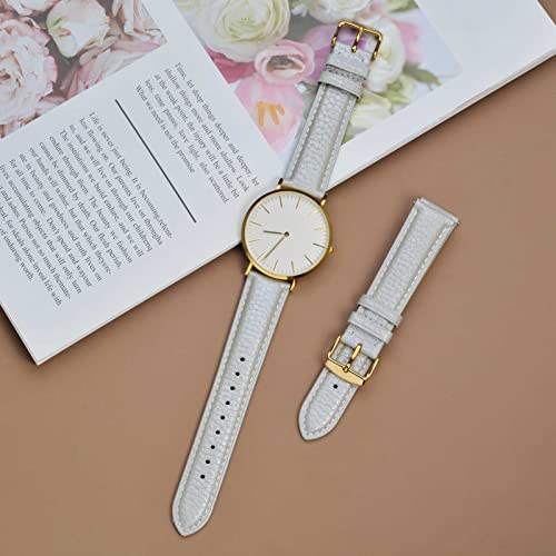 Image of ANNEFIT Watch Band 22mm, Quick Release Textured Padded Leather Straps with Gold Buckle for Men and Women (Silver)