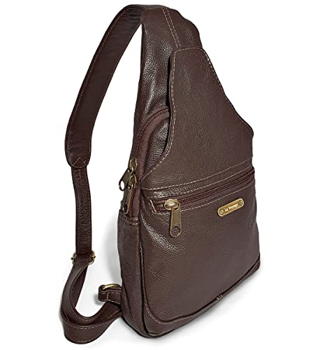 Bolsa Transversal Masculina De Couro Legítimo Viagem Passeio Cor:Marrom