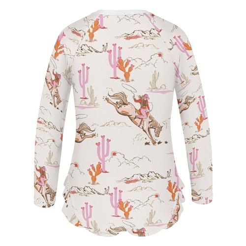 Image of Baby Girl Bathing Suit Long Sleeve UPF 50+ One Piece Toddler Swimsuit