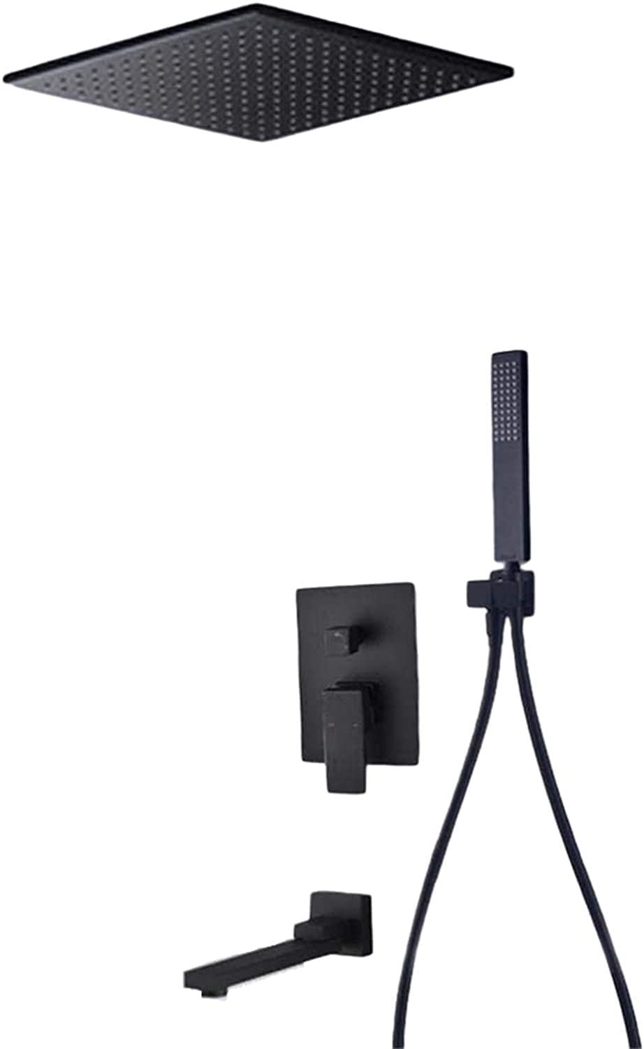 Ensemble de douche dissimulée noir en cuivre style moderne épuré