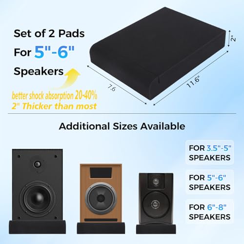 QDVDQ Pacote com 2 almofadas de isolamento para monitor de estúdio, almofadas de isolamento acústico