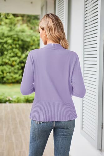 Image of GRACE KARIN Women's Lightweight Peplum Cardigan Sweaters Open Front Cropped Cardigan Long Sleeve Trendy Summer Knit Tops