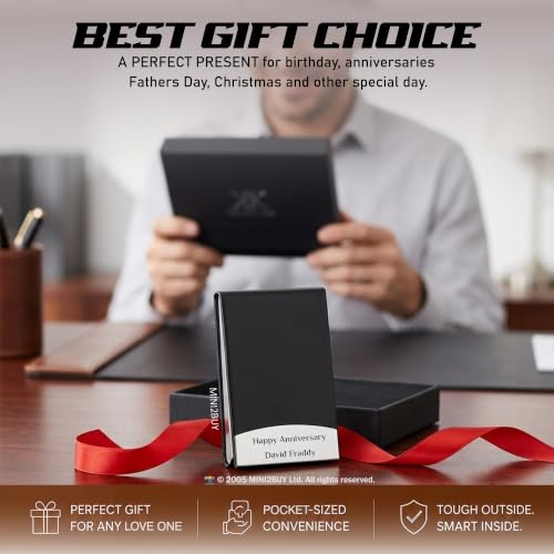 Image of Mini2buy Customized Name Engraved Card Holder for Credit, Debit, ATM, and Business Visiting Cards from Premium Stainless Steel Size Ideal for Personal use or Corporate Gifting (Customized-Black)